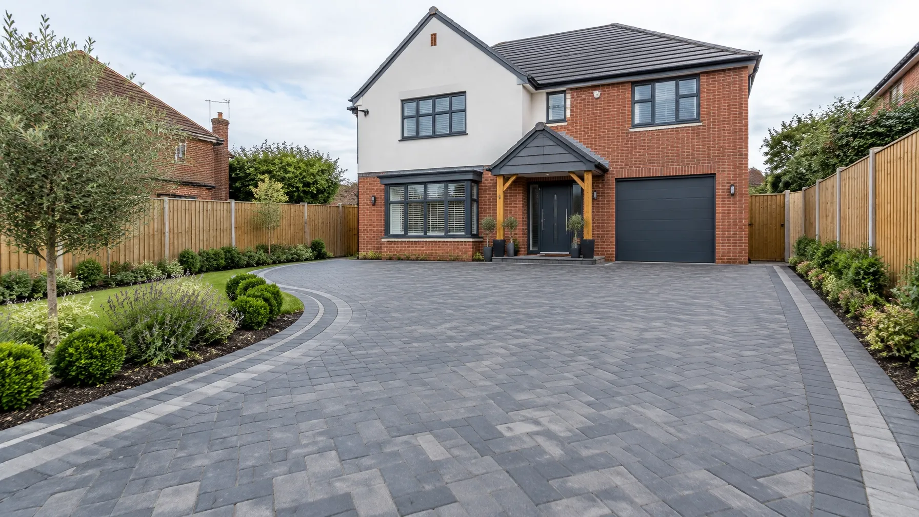 A newly paved driveway at the front of an Essex home